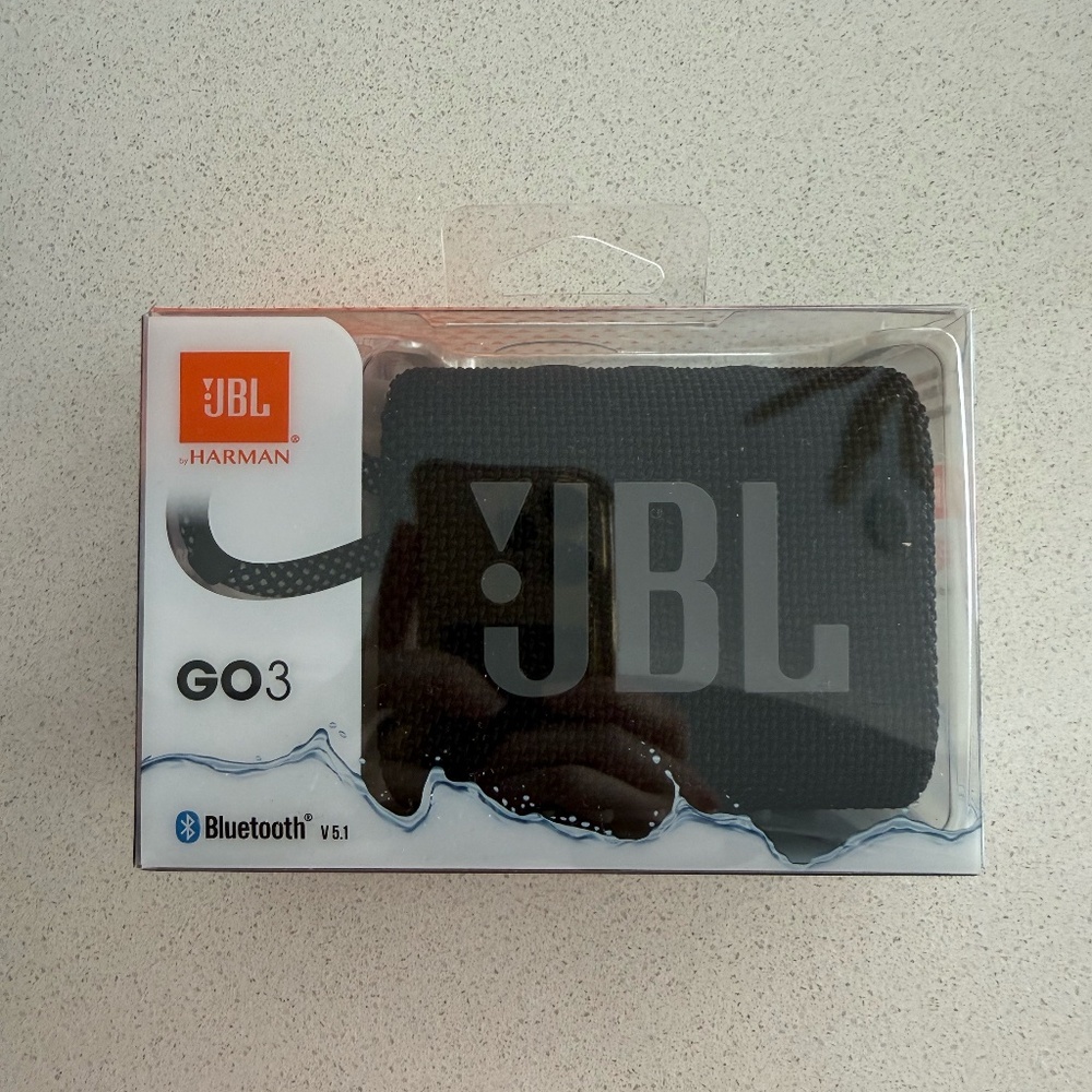 NWT JBL GO 3 Portable Bluetooth Speaker | Waterproof & Compact (New in Box)